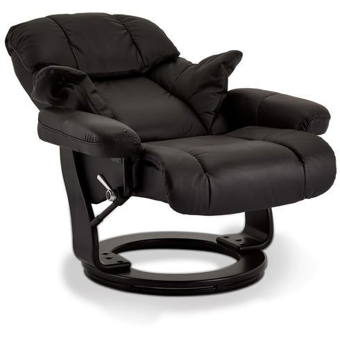 Recliner with Footstool Crown Black Leather